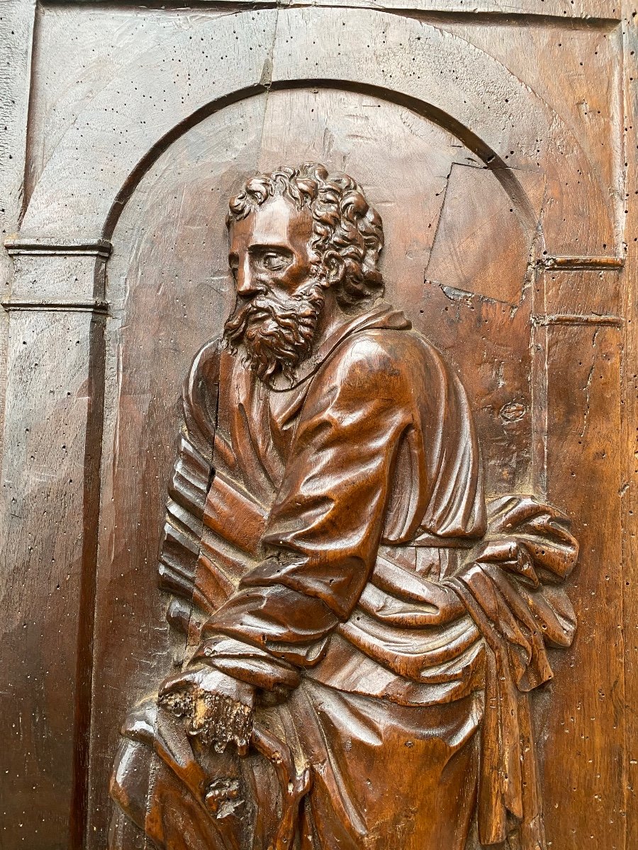 Beautiful Bas Relief Panel From The Beginning Of The 17th Century: Saint Joseph With The Flowered Stick -photo-3