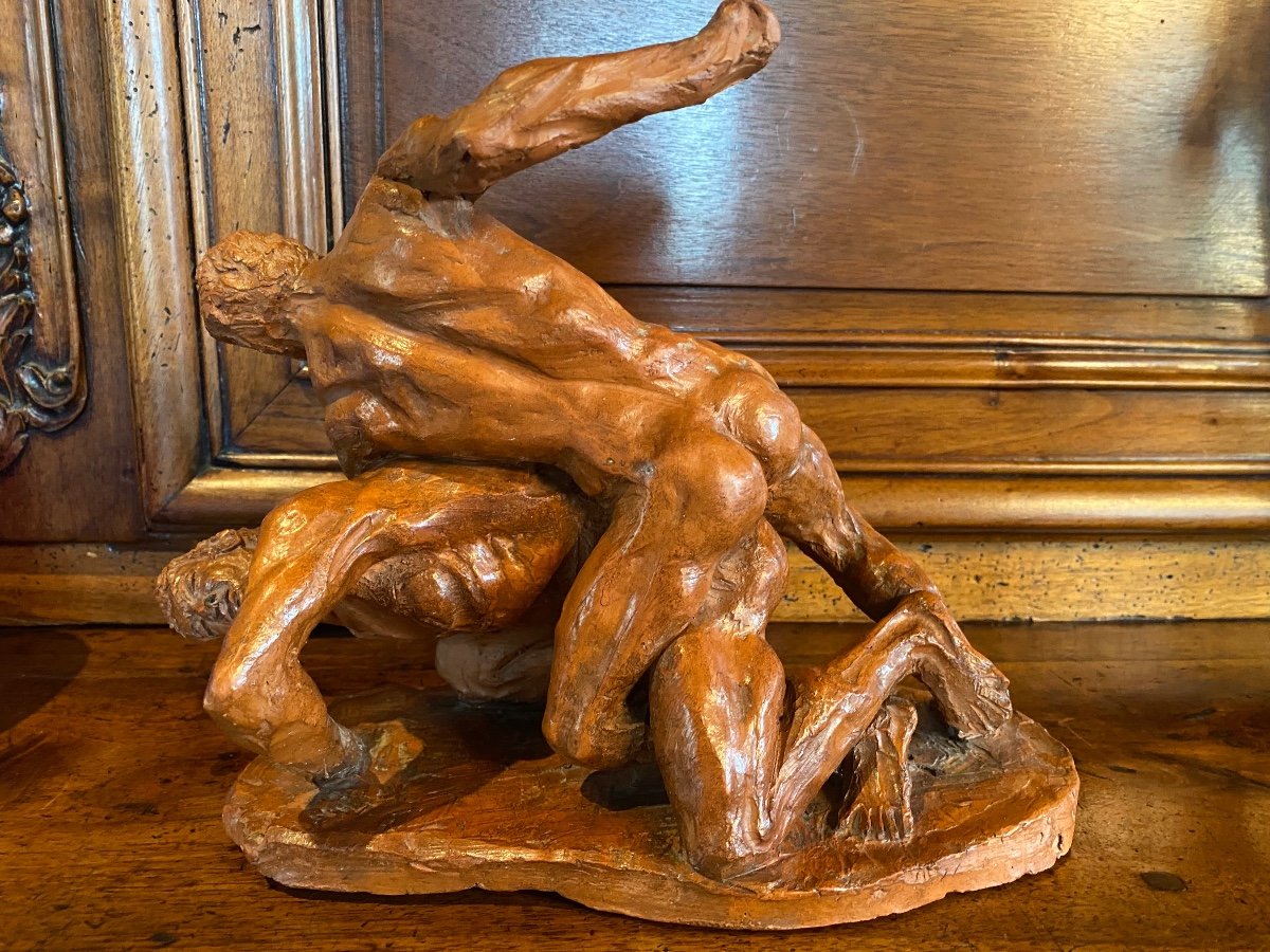 Terracotta XX Eme, Modern Resumption Of The Wrestlers Of The Uffizi Gallery -photo-4