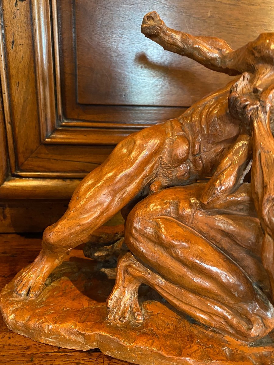 Terracotta XX Eme, Modern Resumption Of The Wrestlers Of The Uffizi Gallery -photo-2