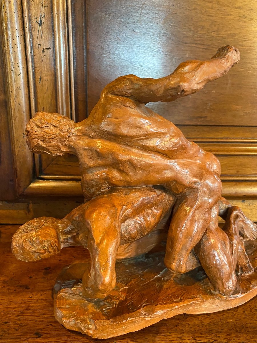 Terracotta XX Eme, Modern Resumption Of The Wrestlers Of The Uffizi Gallery -photo-6