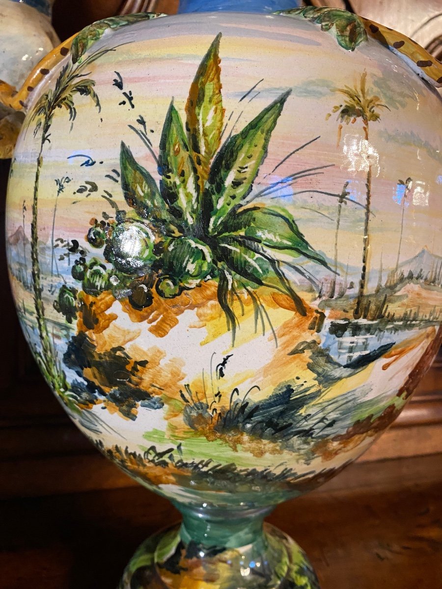 Lumineux Vase En Majolique Italienne Du XIX Eme Siècle -photo-6