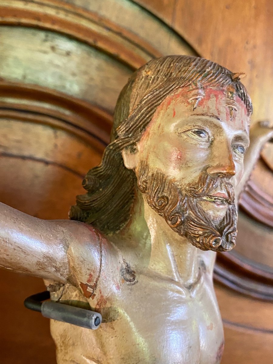 Christ In Portuguese Hindu Polychrome Carved Wood From The 17th Century -photo-2