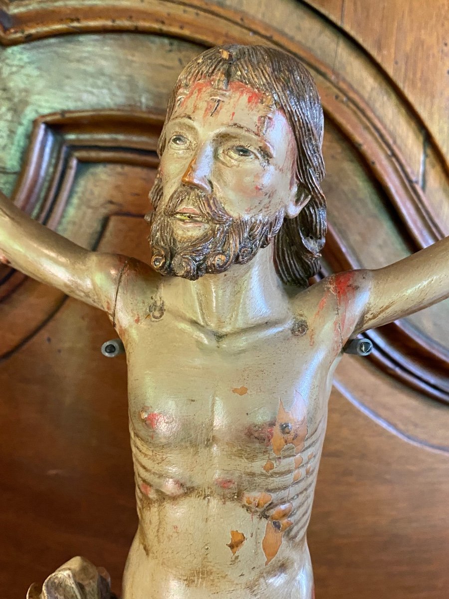 Christ In Portuguese Hindu Polychrome Carved Wood From The 17th Century -photo-8