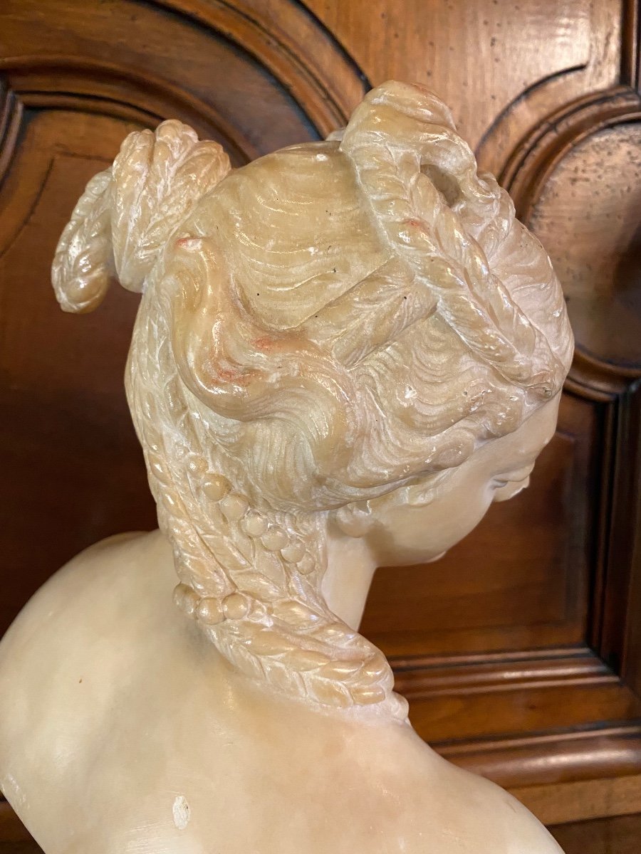 Buste De Jeune Femme à L’antique, Marbre Du Grand Tour, XIX Eme Siècle -photo-2