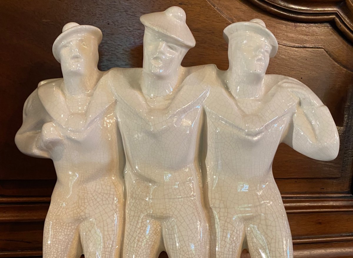 It's Us The Guys Of The Navy, Niderviller, Art Deco Cracked Earthenware -photo-6