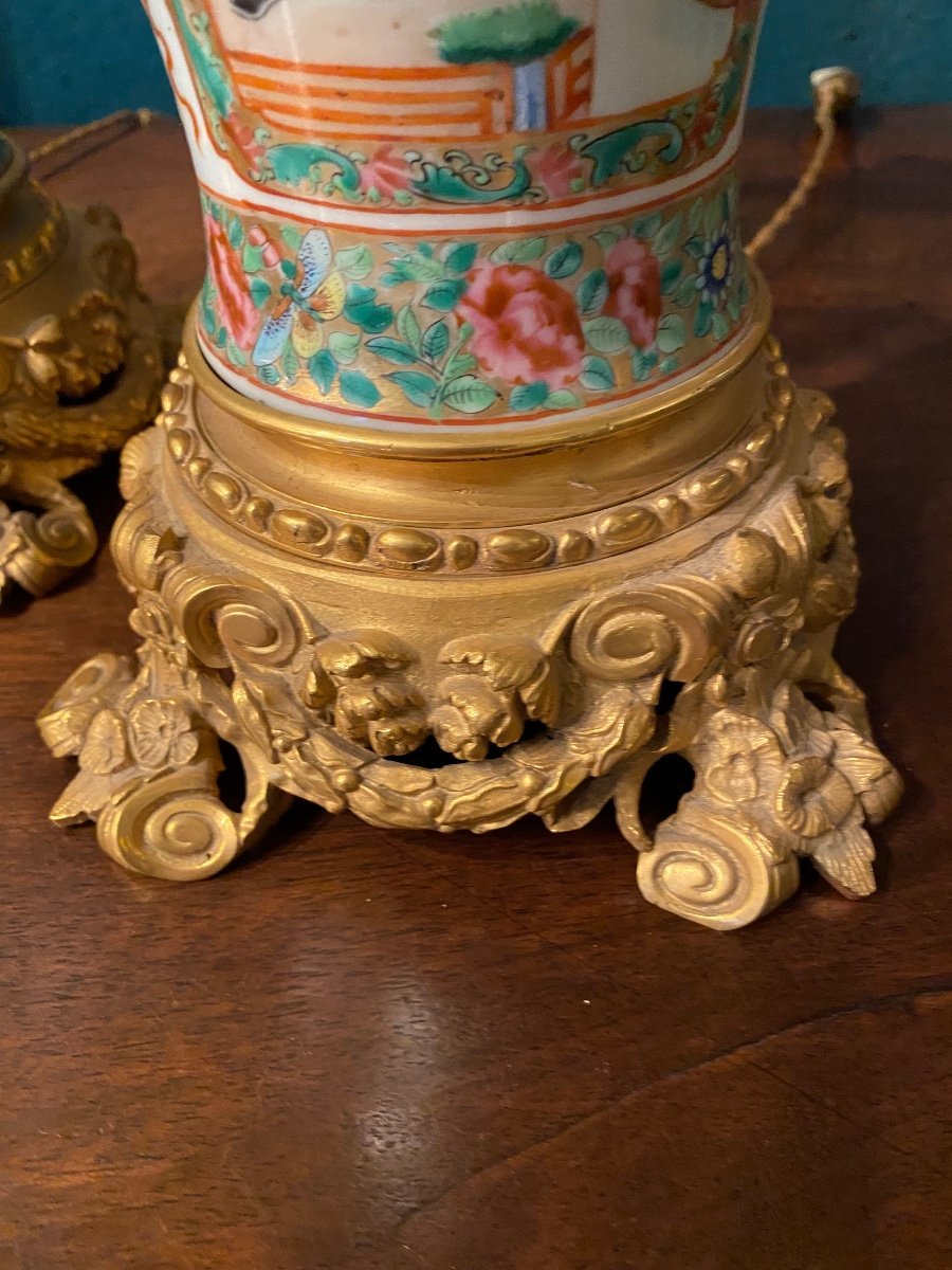 Pair Of Canton Porcelain Lamps From The Napoleon III Period -photo-4