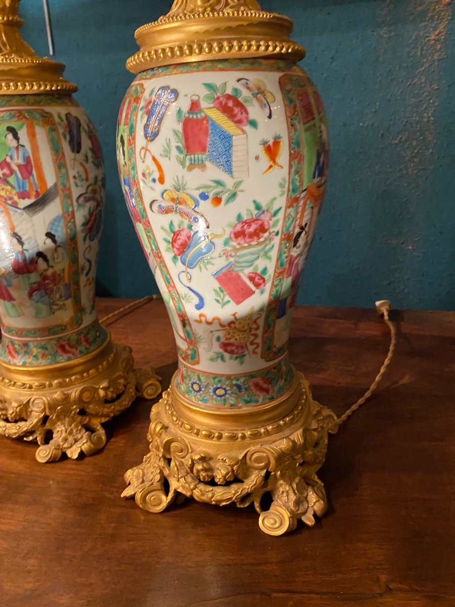 Pair Of Canton Porcelain Lamps From The Napoleon III Period -photo-7