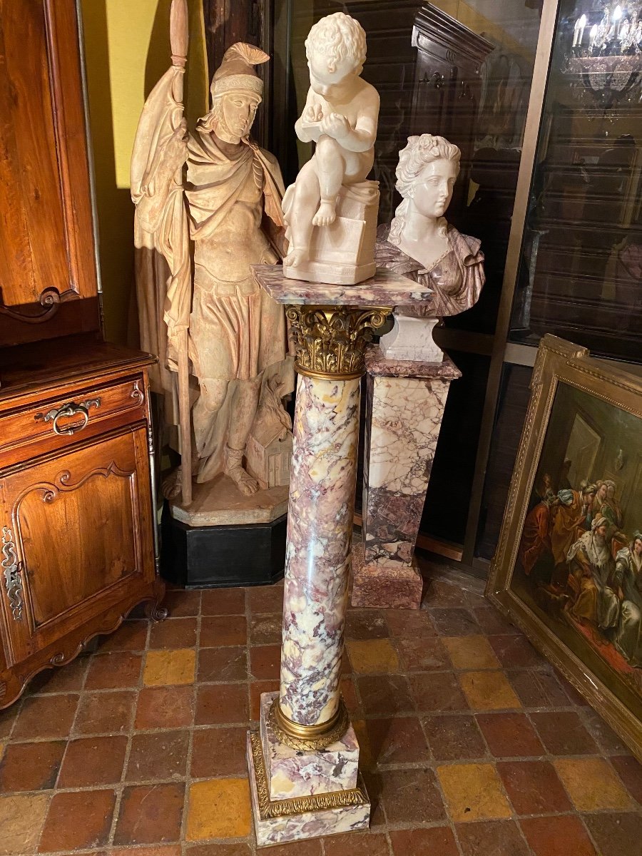 Very Large Corinthian Column In Peach Blossom And Napoleon III Bronze -photo-1