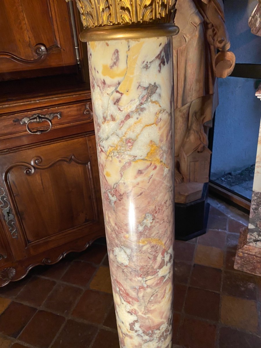Very Large Corinthian Column In Peach Blossom And Napoleon III Bronze -photo-2