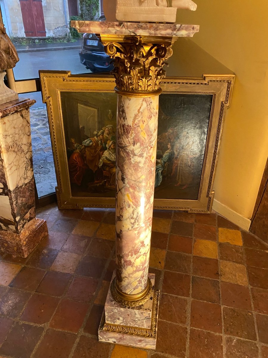Very Large Corinthian Column In Peach Blossom And Napoleon III Bronze -photo-4