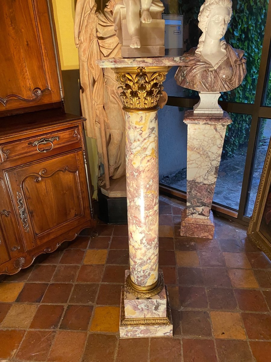 Very Large Corinthian Column In Peach Blossom And Napoleon III Bronze -photo-6