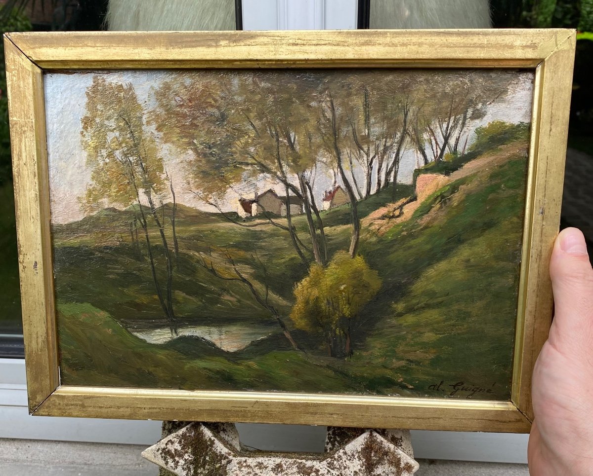 Alexis Eugene Guigné, Paysage De Sous Bois Du XIX Eme Siècle -photo-2