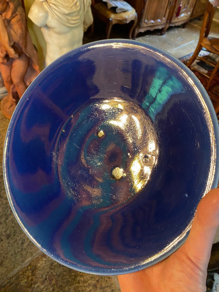 Grand Plat En Porcelaine De Chine Bleu Poudré Du XIX Eme Siècle -photo-2