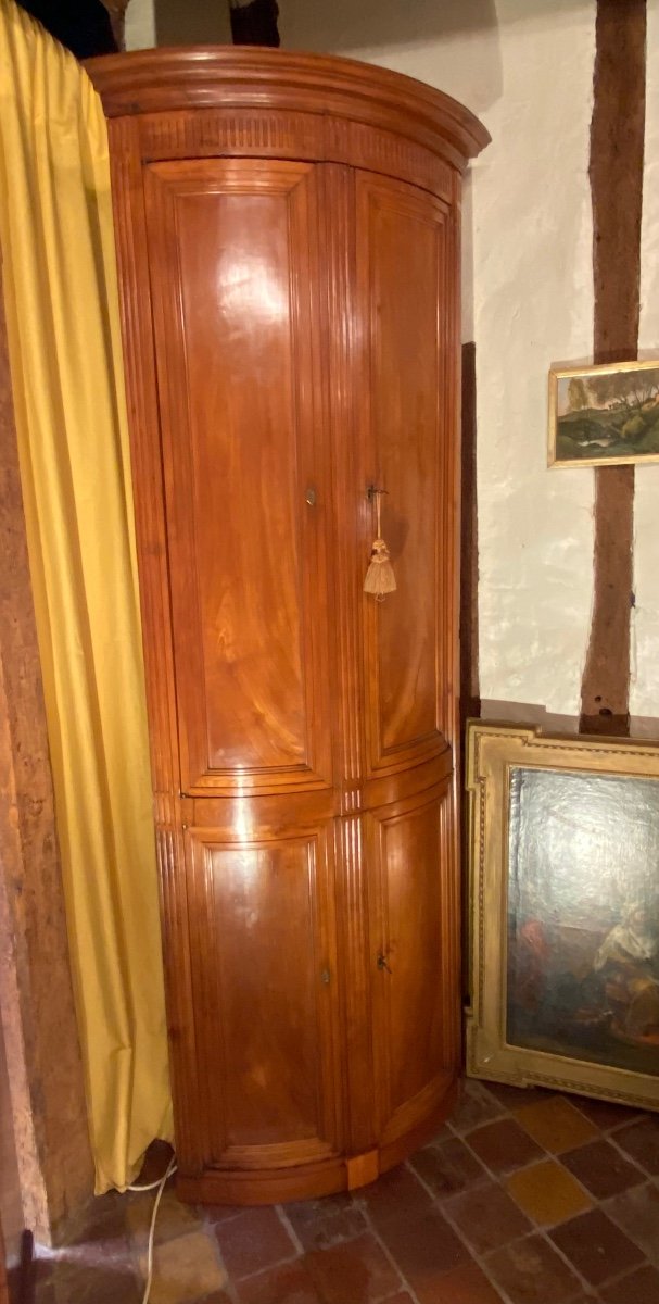 Grande Encoignure En Merisier Louis XVI De La Fin Du XVIII En Siècle -photo-2