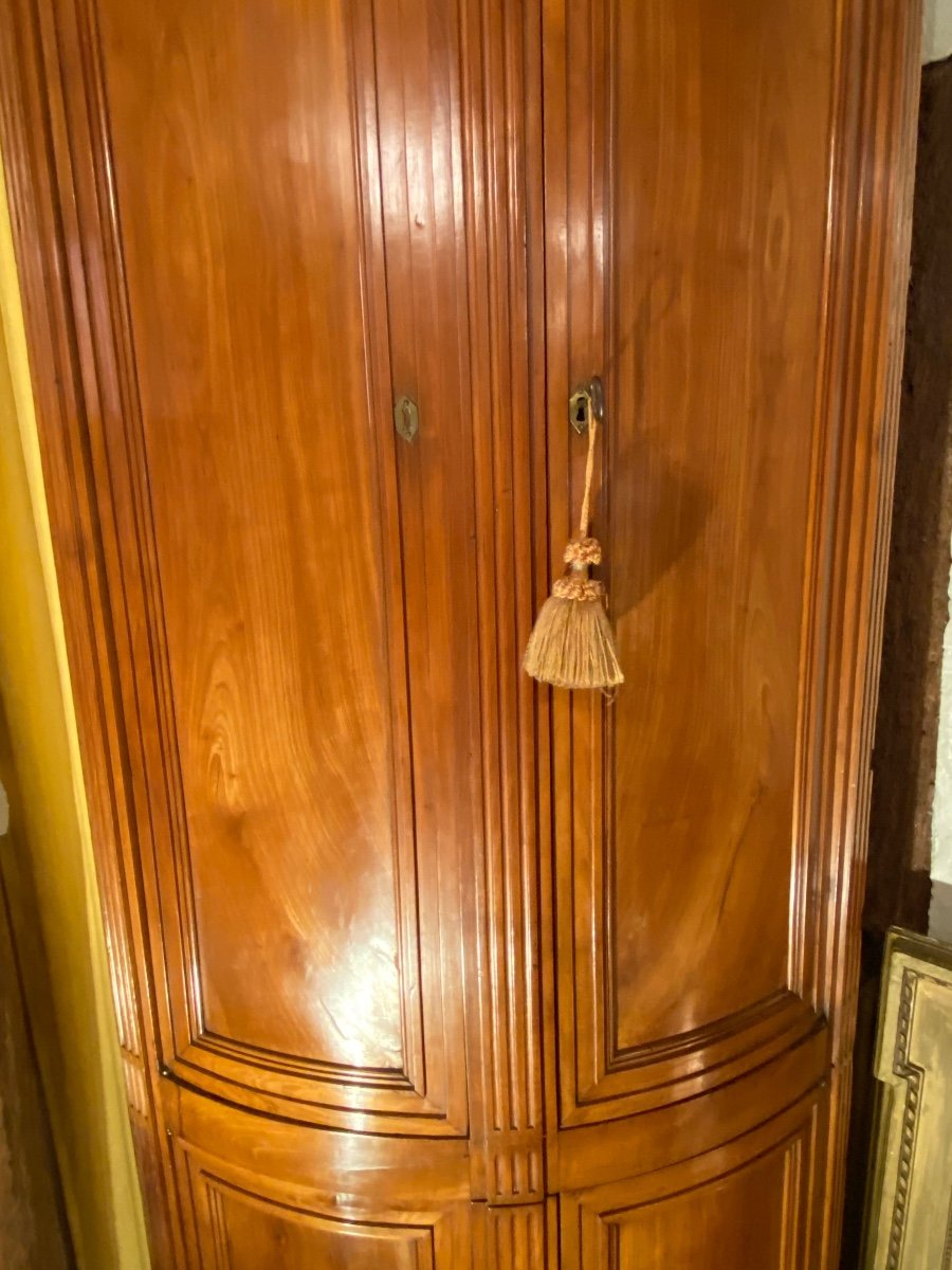 Grande Encoignure En Merisier Louis XVI De La Fin Du XVIII En Siècle -photo-4