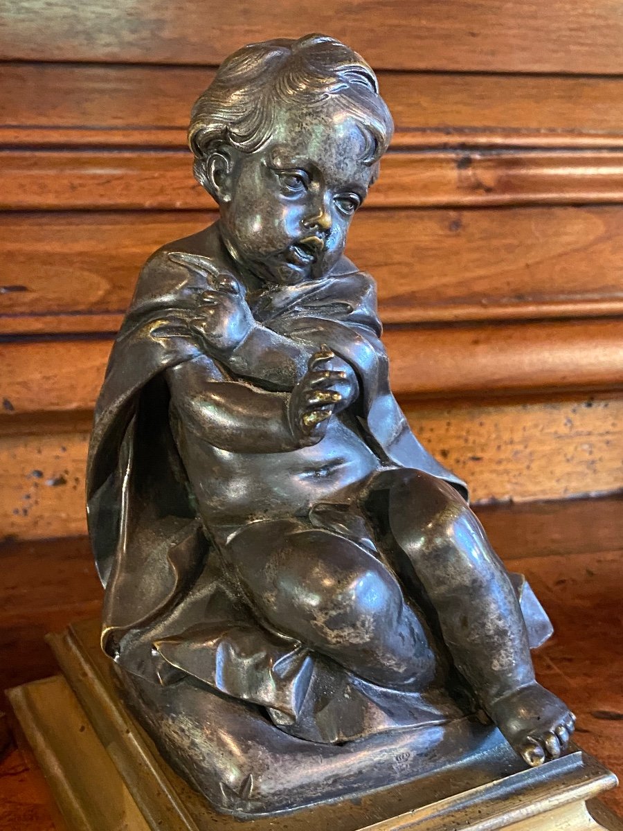 Allégorie De L’hiver, Adorable Paire D’enfants En Bronze Début Du XIX Eme Siècle -photo-7