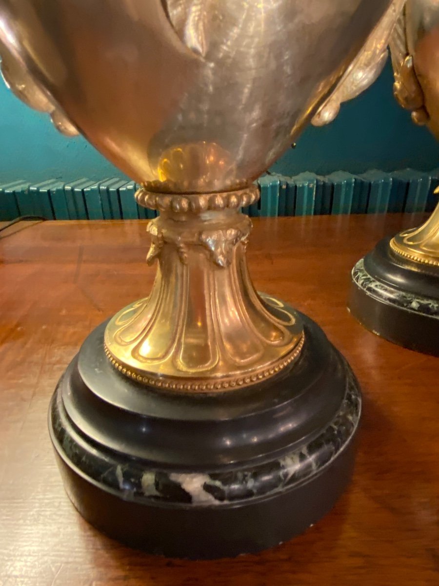  Pair Of Gilt Bronze Lamps In High Relief From The Napoleon III Period -photo-3
