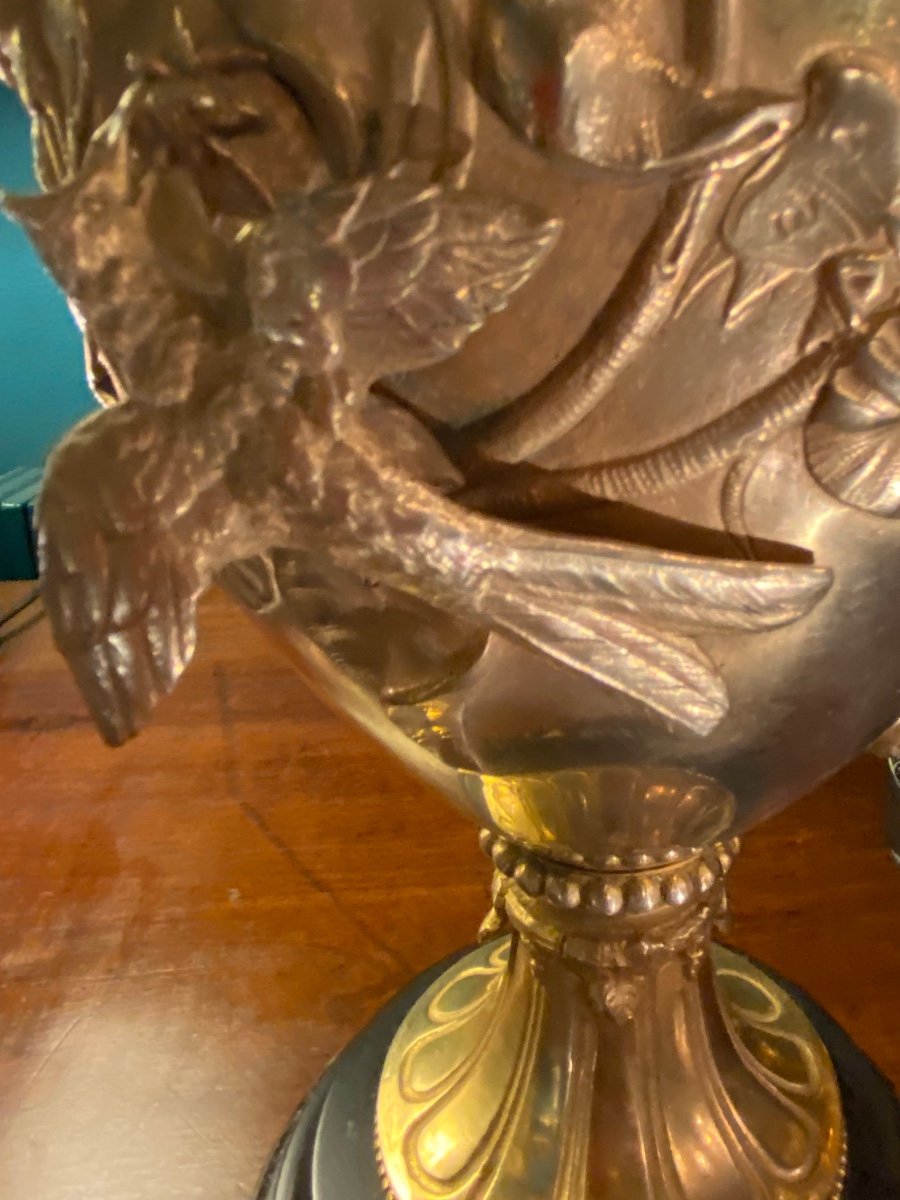  Pair Of Gilt Bronze Lamps In High Relief From The Napoleon III Period -photo-4