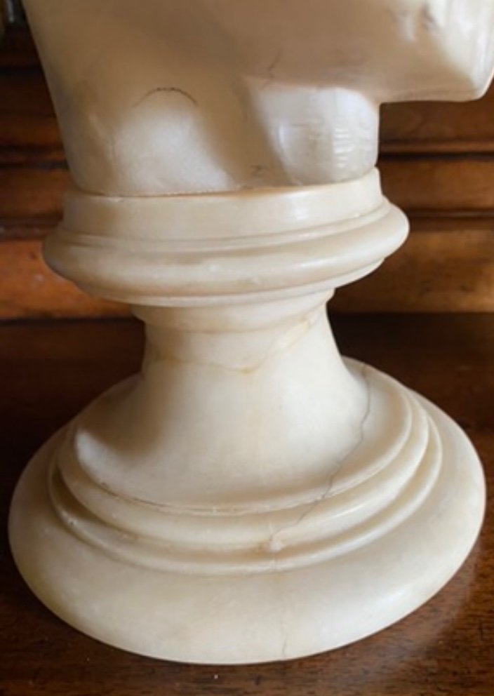 Beau Buste En Albâtre : Mme Elizabeth Sœur De Louis XVI -photo-5