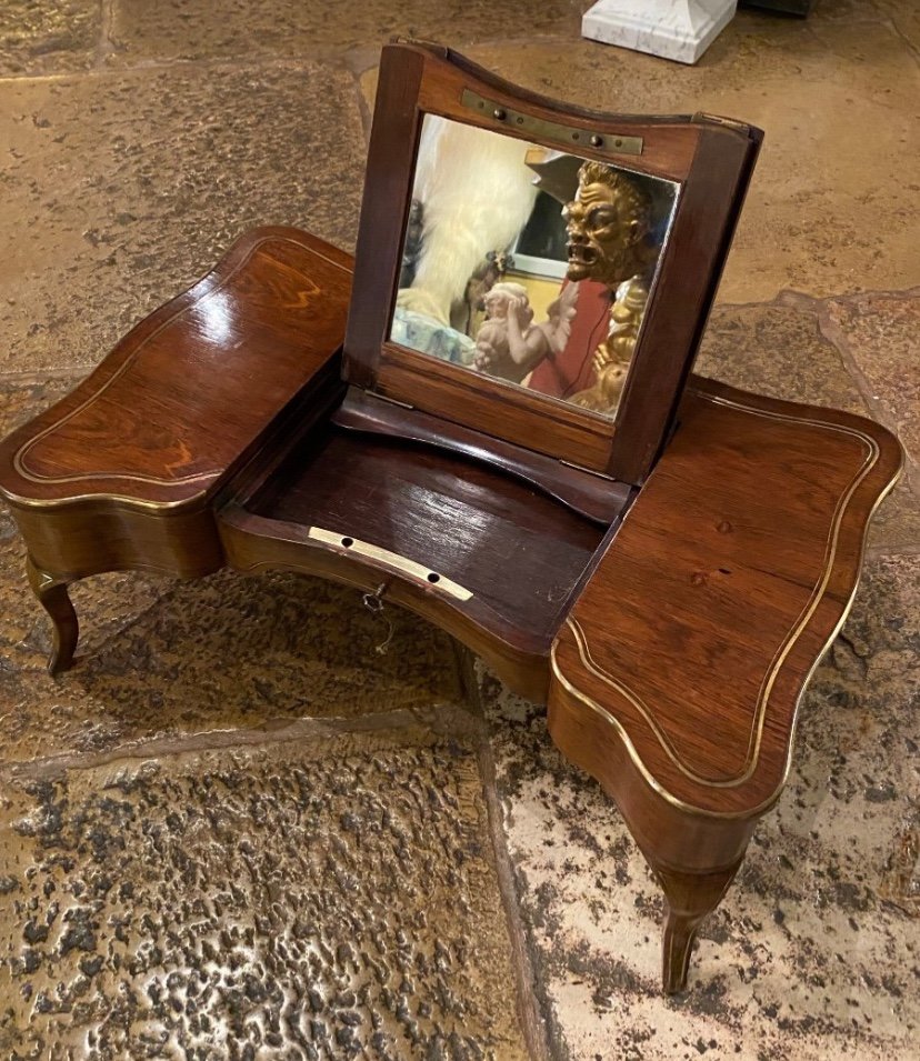 Plateau De Table D’accouchée En Acajou Moucheté Du XIX Eme Siècle -photo-5