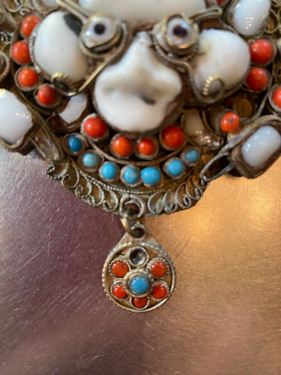 Charmant Masque De Mahakala, Bijou Ancien Tibétain -photo-3