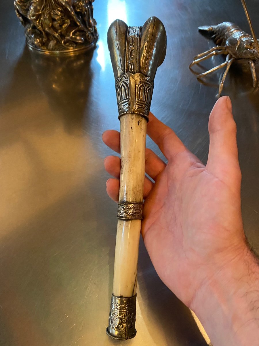 Rare Tibetan Kangling In Femur And Silver Early 20th Century -photo-4