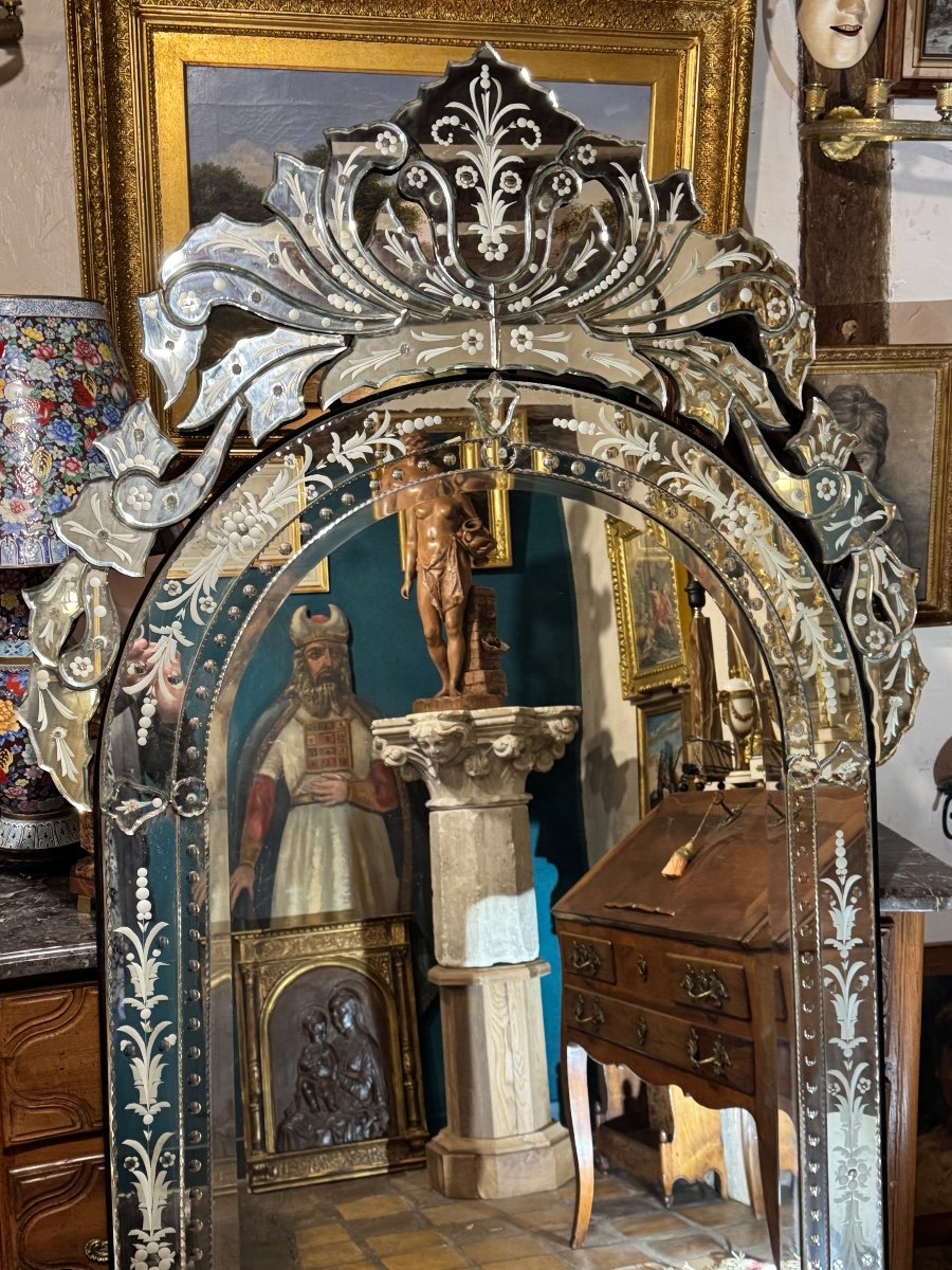 Très Grand Miroir De Venise XX Eme Siècle -photo-3