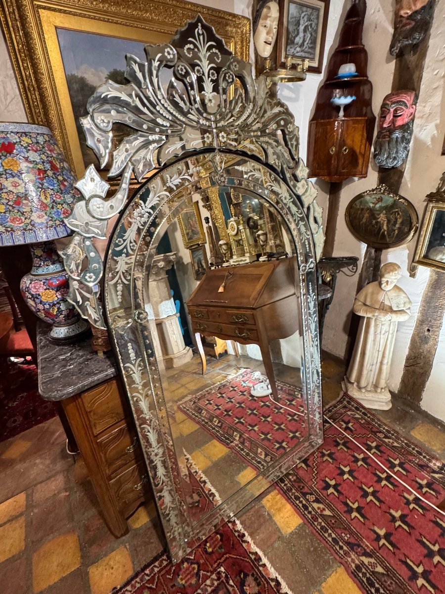 Très Grand Miroir De Venise XX Eme Siècle -photo-5