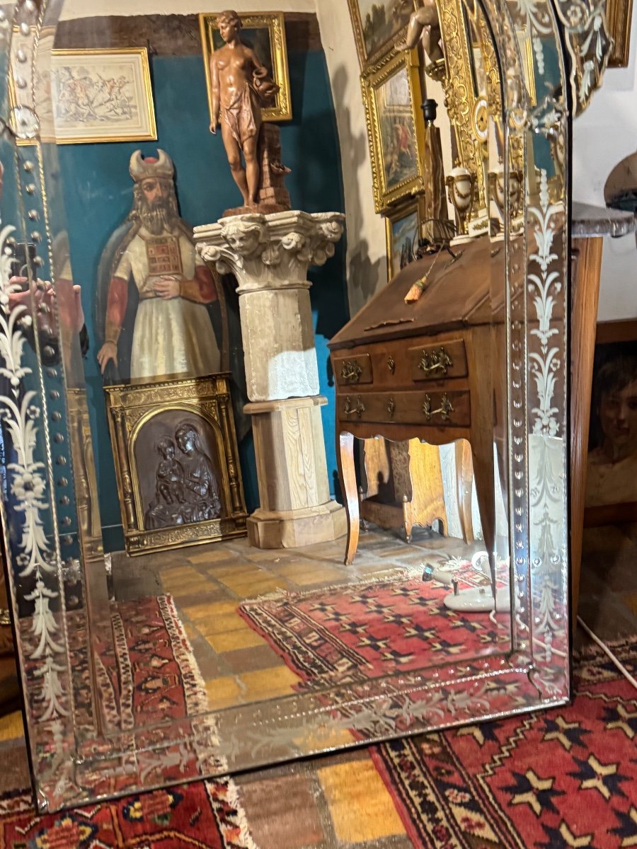 Très Grand Miroir De Venise XX Eme Siècle -photo-8