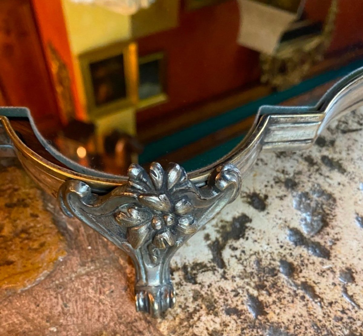 Large Louis XV Style Silver-plated Bronze Table Centrepiece-photo-3