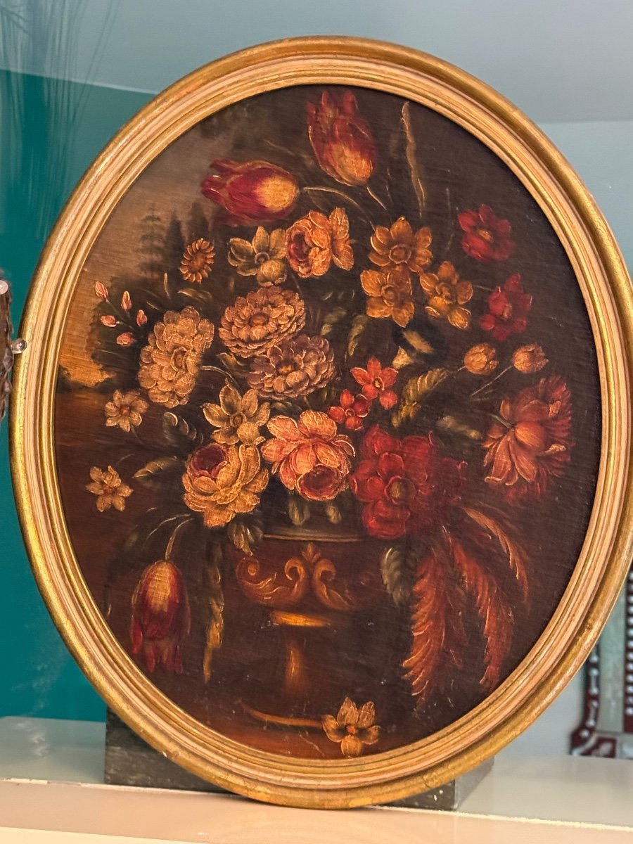 Bouquets De Fleurs Aux Vases Médicis Fin Du XIX Eme Siècle -photo-2