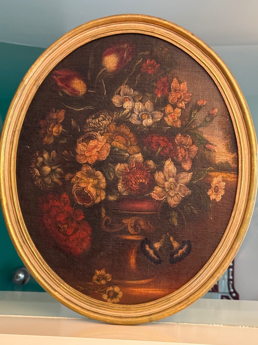 Bouquets De Fleurs Aux Vases Médicis Fin Du XIX Eme Siècle -photo-3