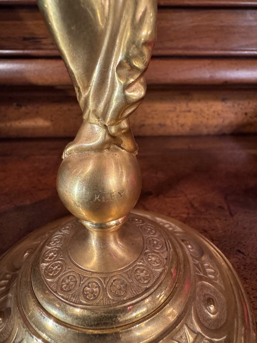 Pair Of Candlesticks With Odalisques Signed Louis Kley (1833-1911)-photo-4