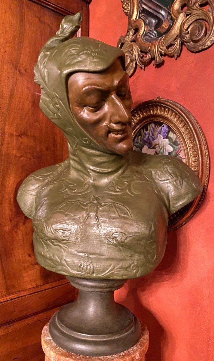 Mephistopheles, Large Bust Signed Lecorney Circa 1884