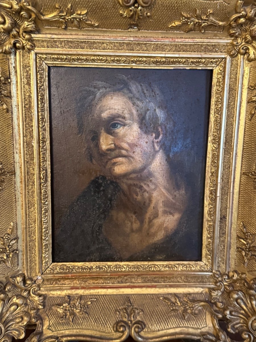 Oil On Panel Study Of An Old Man's Head, 17th Century-photo-4