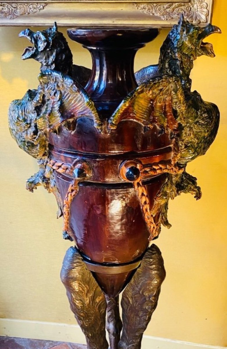 Important Art Nouveau Chimera Vase, Sarah Bernhardt Deco"