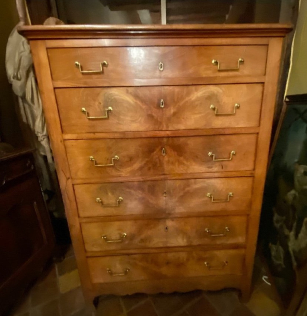Grand Chiffonnier En Merisier Première Moitié Du XIX Eme Siècle -photo-1
