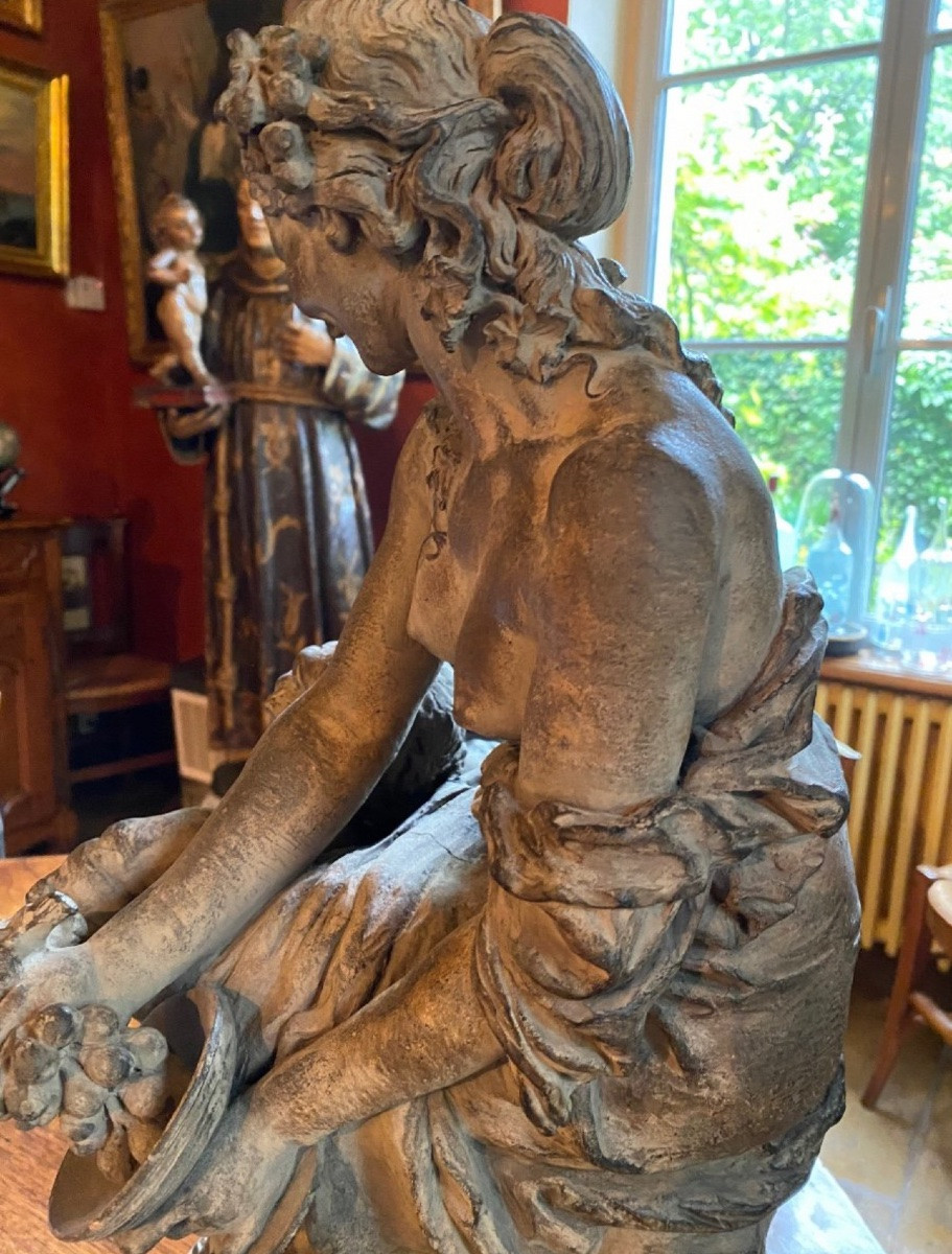 Important Original Terracotta Signed Fr.deckers, Bacchanale.-photo-8