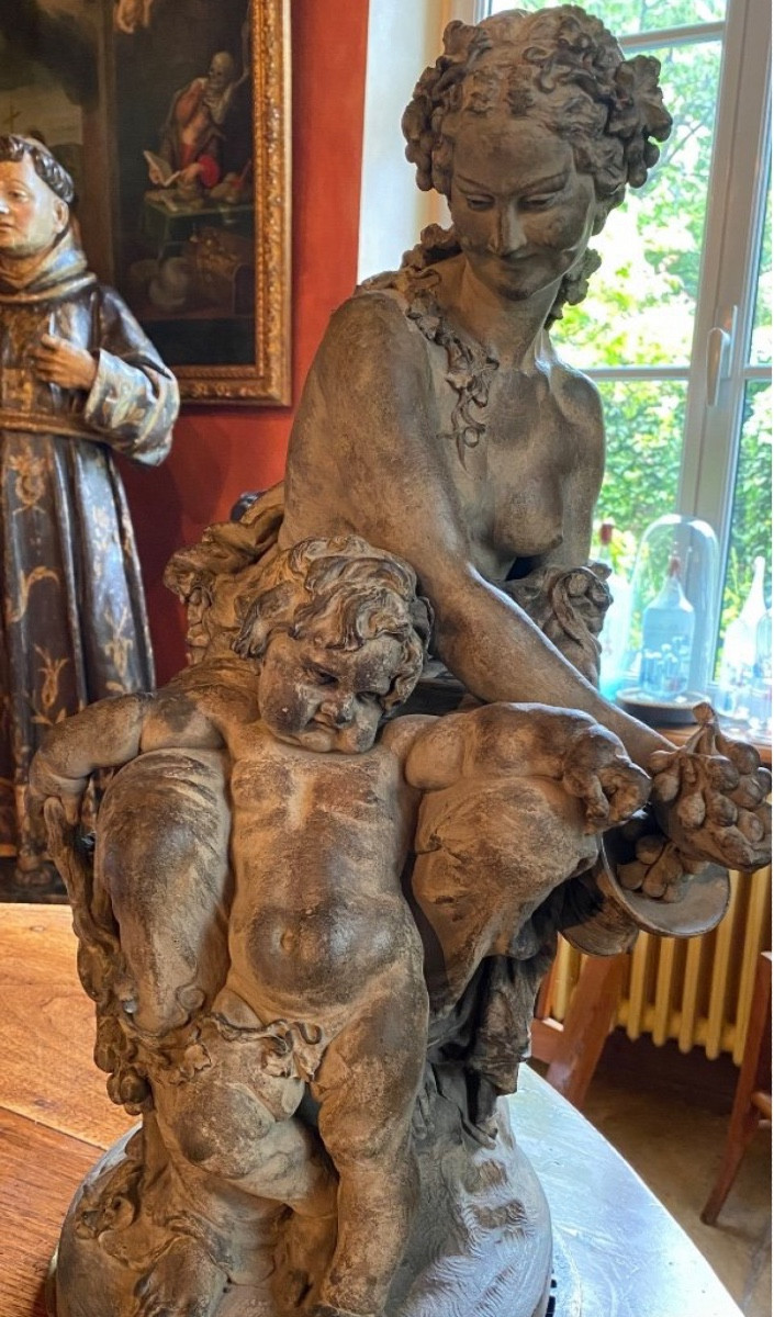 Important Original Terracotta Signed Fr.deckers, Bacchanale.