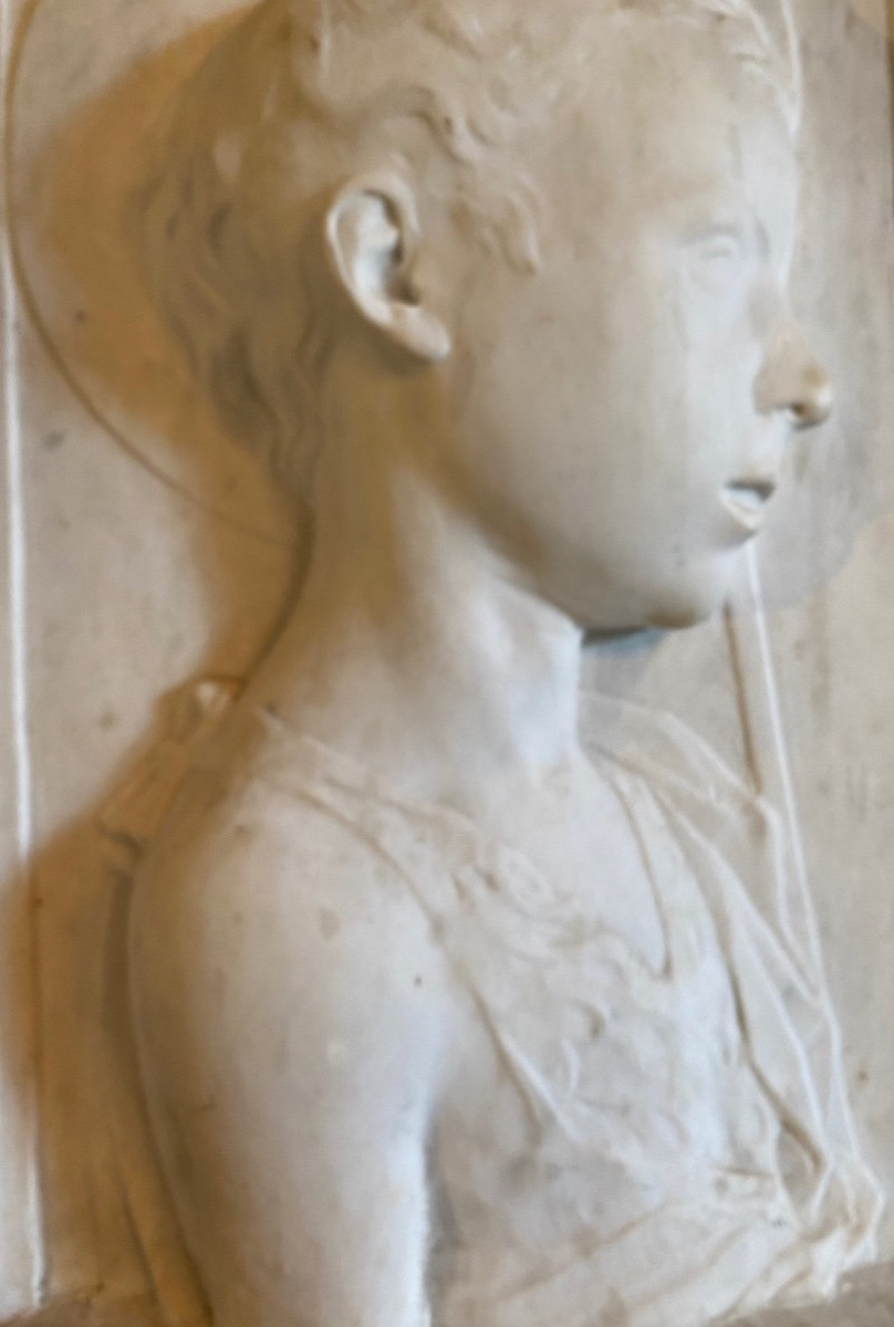 After Desiderio Da Settignano, Saint John The Baptist As Child, Carrara Marble Sculpture-photo-3