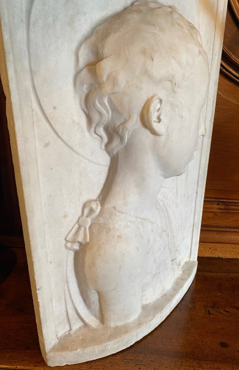 After Desiderio Da Settignano, Saint John The Baptist As Child, Carrara Marble Sculpture-photo-6