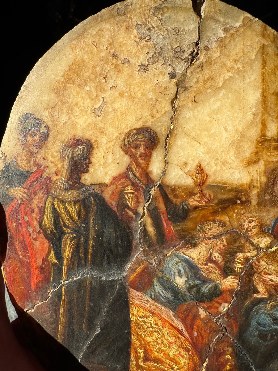 Peinture Sur Albâtre Italie XVII Eme, Adoration Des Rois Mages-photo-8