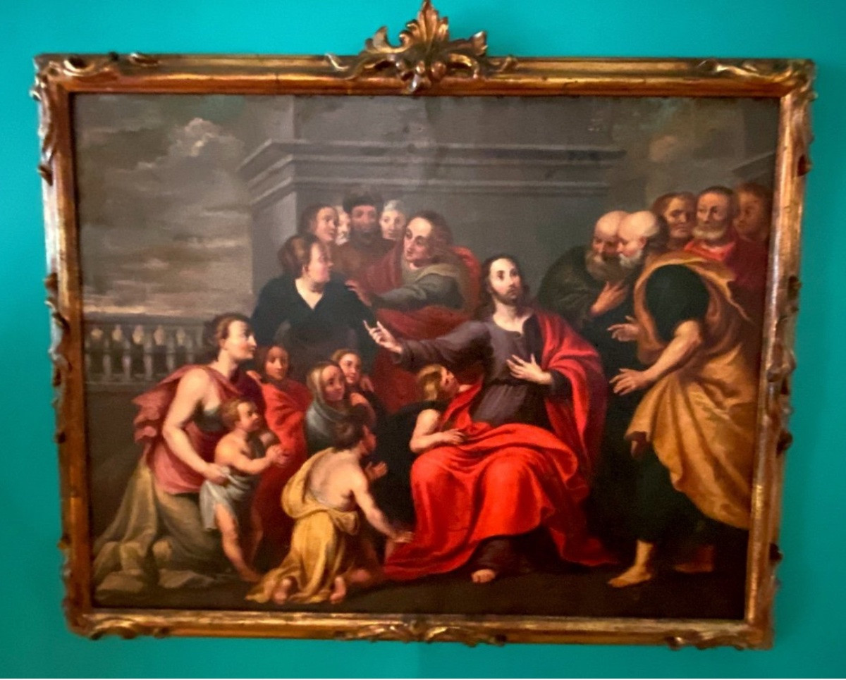 Christ And Children, Large Oil On Copper, Late 17th And Early 18th Century-photo-2