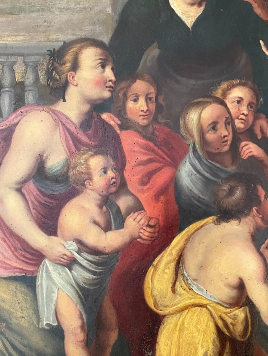 Christ And Children, Large Oil On Copper, Late 17th And Early 18th Century-photo-3