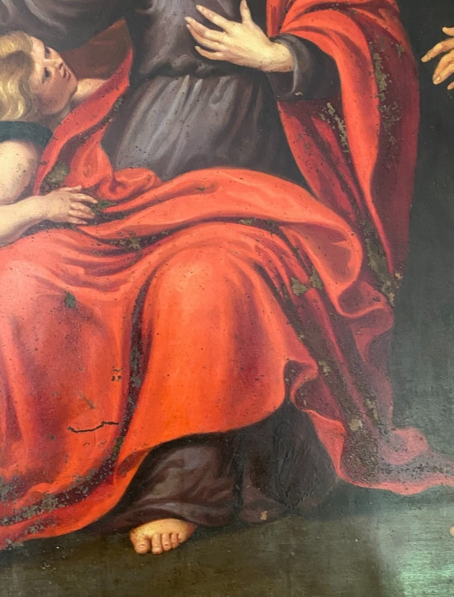 Christ And Children, Large Oil On Copper, Late 17th And Early 18th Century-photo-8