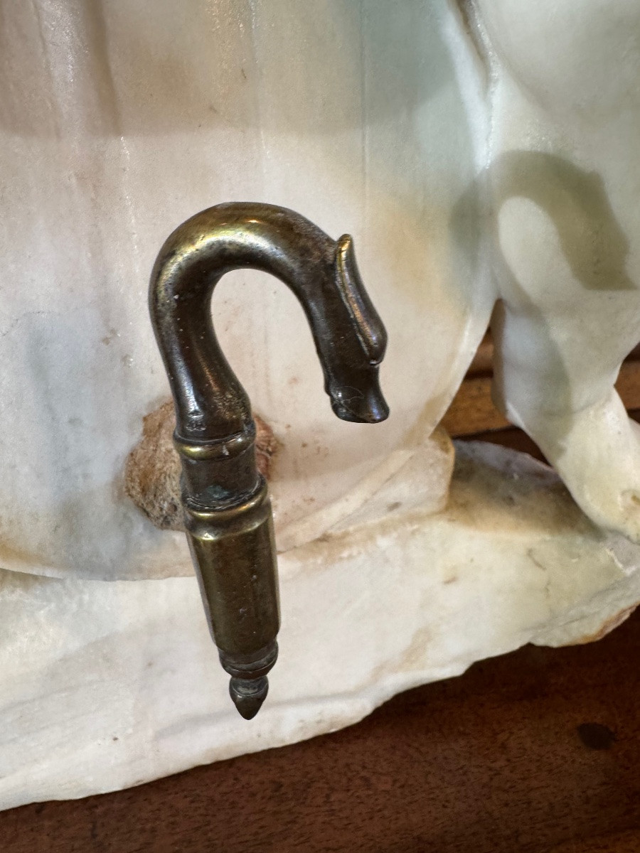Fontaine à Vin D’intérieur En Marbre: Bacchus Enfant Sur Un Tonneau XIX Eme Siècle -photo-8