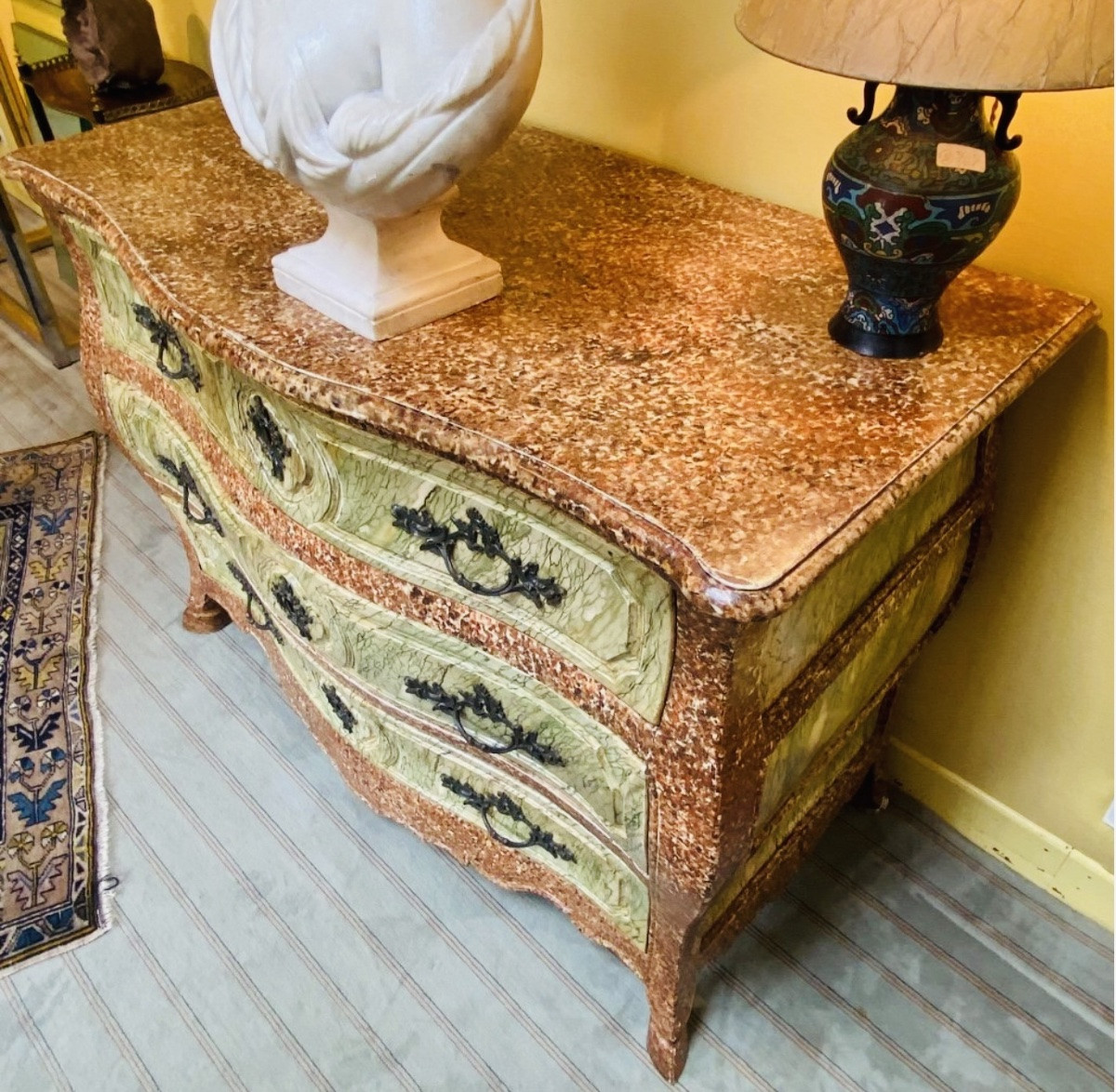 Rare Chest Of Drawers Painted In Faux Marble, 18th Century-photo-8