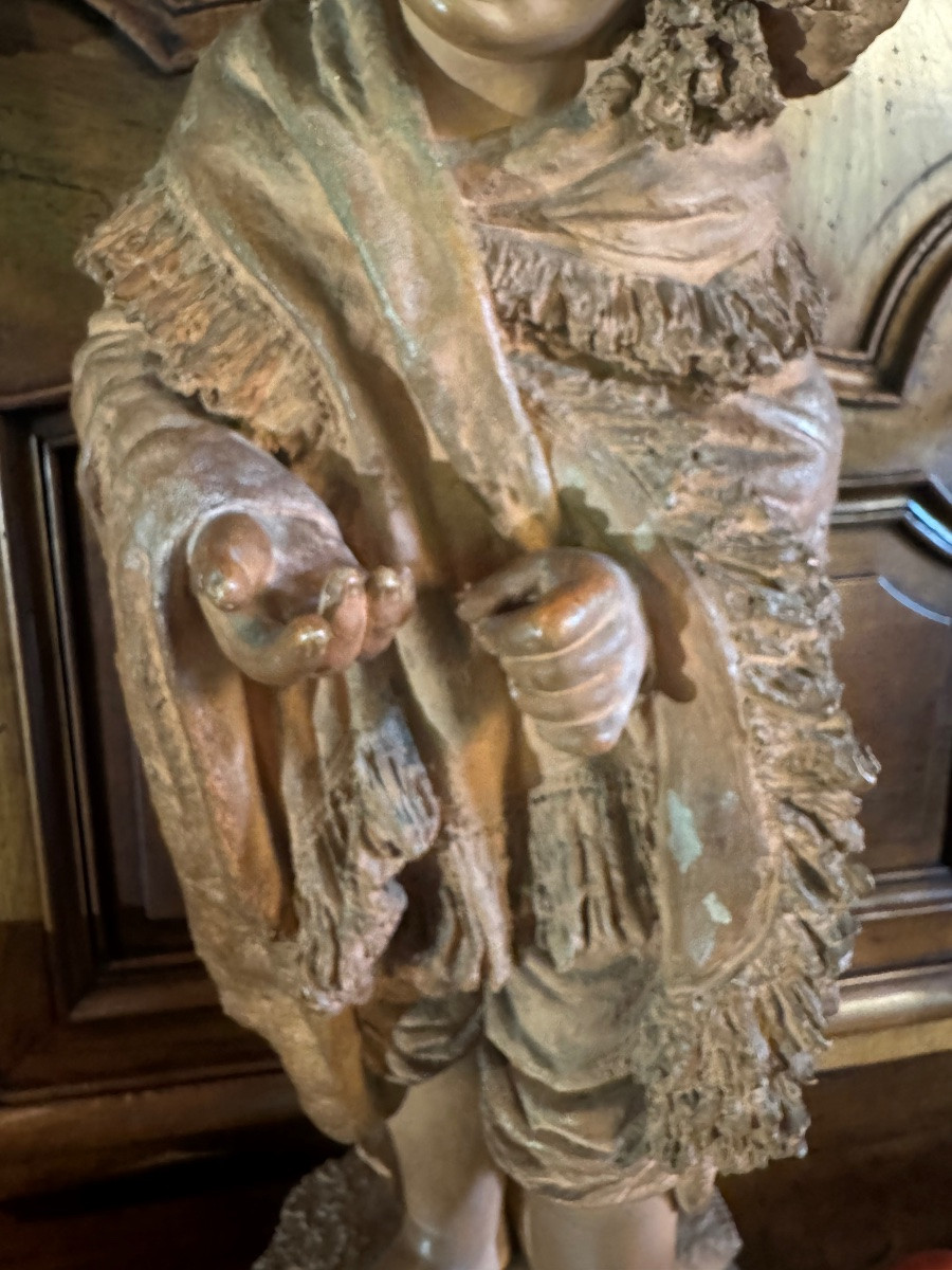 Grande Terre Cuite Du XIX Eme Siècle : Le Beau Petit Mendiant -photo-4
