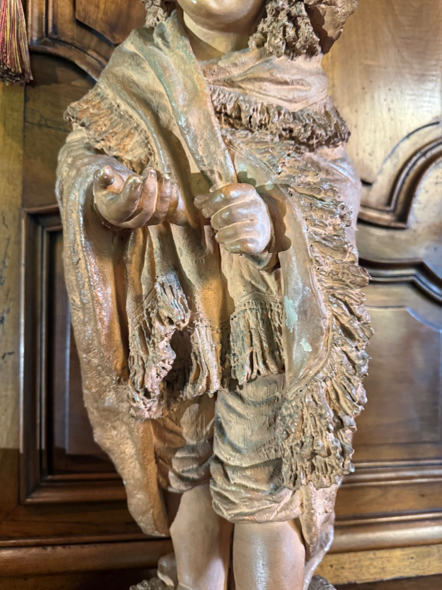 Grande Terre Cuite Du XIX Eme Siècle : Le Beau Petit Mendiant -photo-1