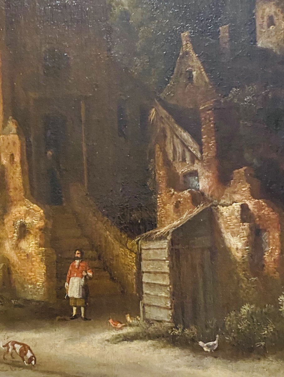 The Stop At The Inn Of The Grande Tour, Large Dutch Oil On Canvas, Early 18th Century-photo-3